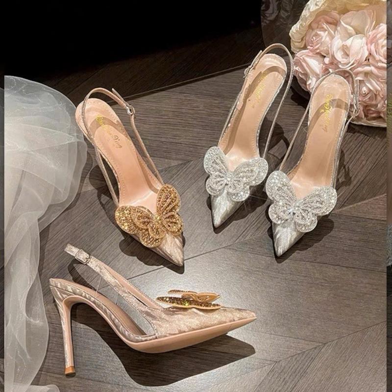 Giày cao gót chất da kim tuyến chắp Mika BKL6 mũi nhọn gót cao 7cm 9cm đây ạ Shoes