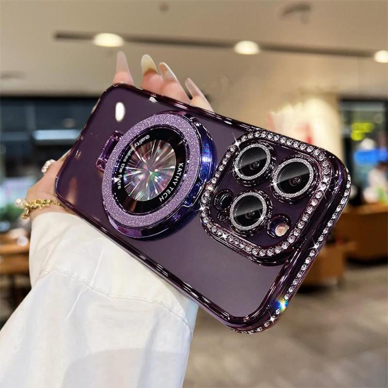 Product Introduction of Fashion Camera Design Phone Case with Lens Protector, Rhinestone Decor Phone Protective Cover, Phone Accessories Compatible with iPhone 12 13 14 15 16 Plus Pro Max, Casing 4