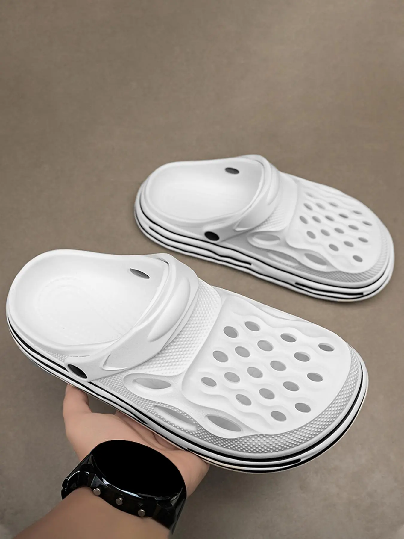 Men's Casual Plain Color Slides, Soft Comfortable Non-slip Slippers, Breathable Comfortable Clogs for Indoor & Outdoor Wear, Boy