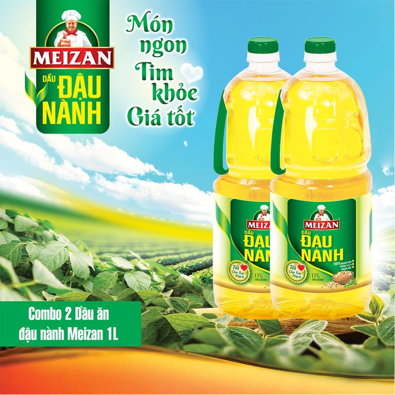 Combo 2 Dầu Ăn Đậu Nành Meizan Nguyên Chất 2L Tinh Luyện Từ Hạt Đậu Nành