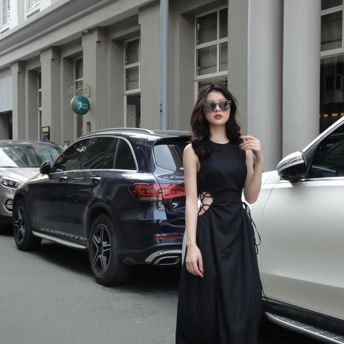 Đầm thắt dây hai bên eo dáng dài Nữ Women