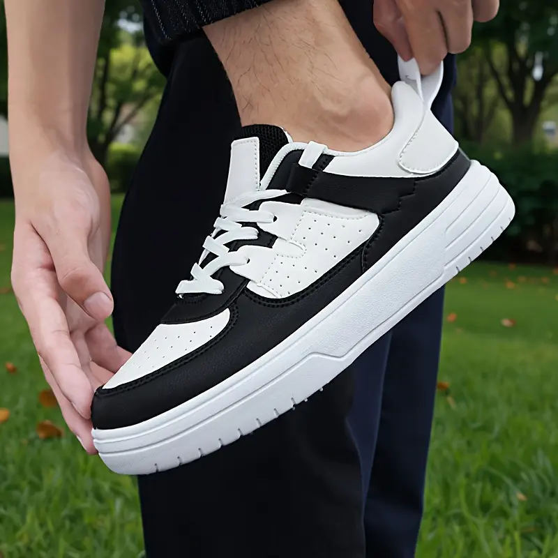 Men'S & Women'S Fashion Sneakers, Preppy Trendy Style, All-Season Low Top Lace-Up Shoes, Solid Striped Pattern, Faux Upper, Fabric Inner, EVA Sole, Cloth Insole, Round Toe for Outdoor, Beach, Daily Wear 4
