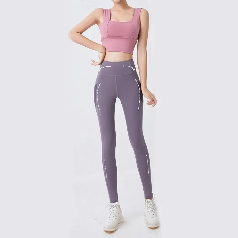 Woman Full Length Yoga Pants With Pocket Leggings Fitness Sport Pants Plus Size quick-drying stretch tight Gym Leggings