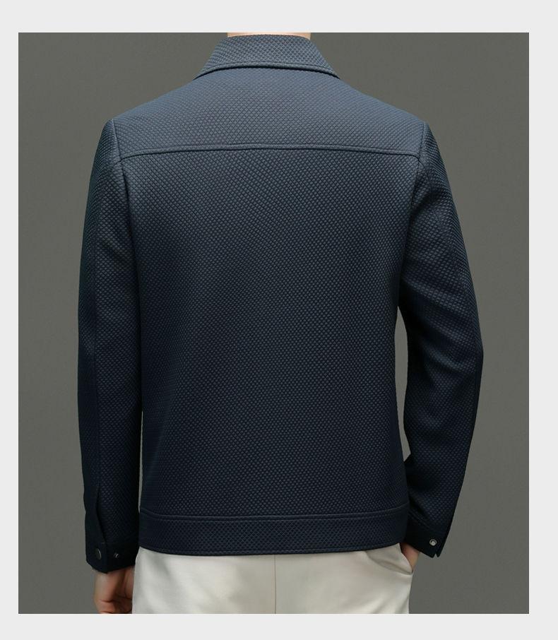 Product Introduction of Spring 2024 Men's Knitted Elastic-Force Jacket Lapel Overalls Korean Style Slim-Fitting Jacket Fashion All-Matching Closed 33