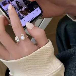 Nastusha - Ring Cincin Wanita Perak Aksesoris Simple Aesthetic Adjustable Korean Style Kekinian Y2K [J2-1]