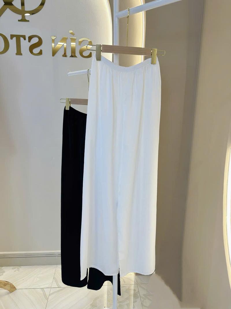 Product Introduction of [Quần Dày Lẻ] Quần Lụa Ngọc Trai Dày Lưng Thun Có Túi Nhỏ Màu Đen & Trắng - SÍN STORE 15