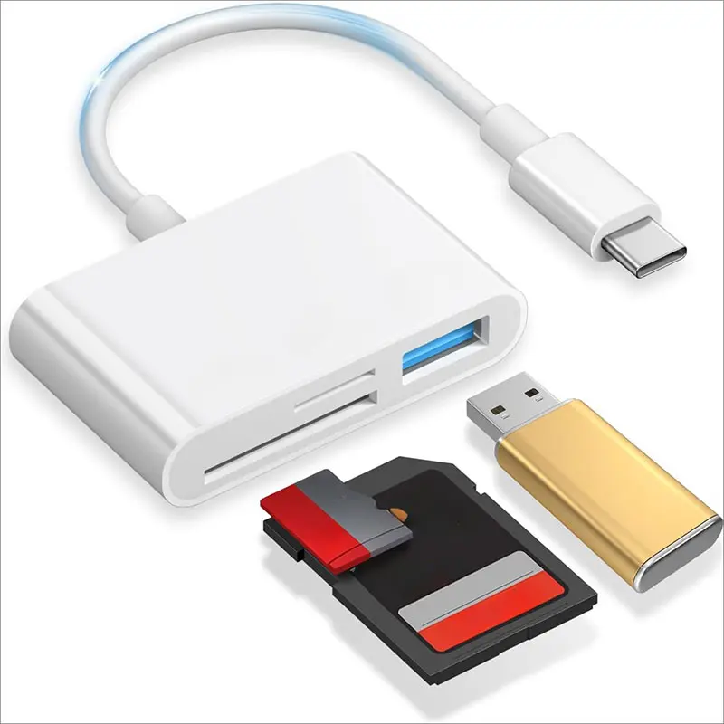 1pc 3-in-1 USB-C SD Card Reader, High-Speed Data Transfer, Plug & Play for iPad Pro, MacBook Air/Pro, Chromebooks, Dell XPS, Galaxy S10/S9 - No Battery Required