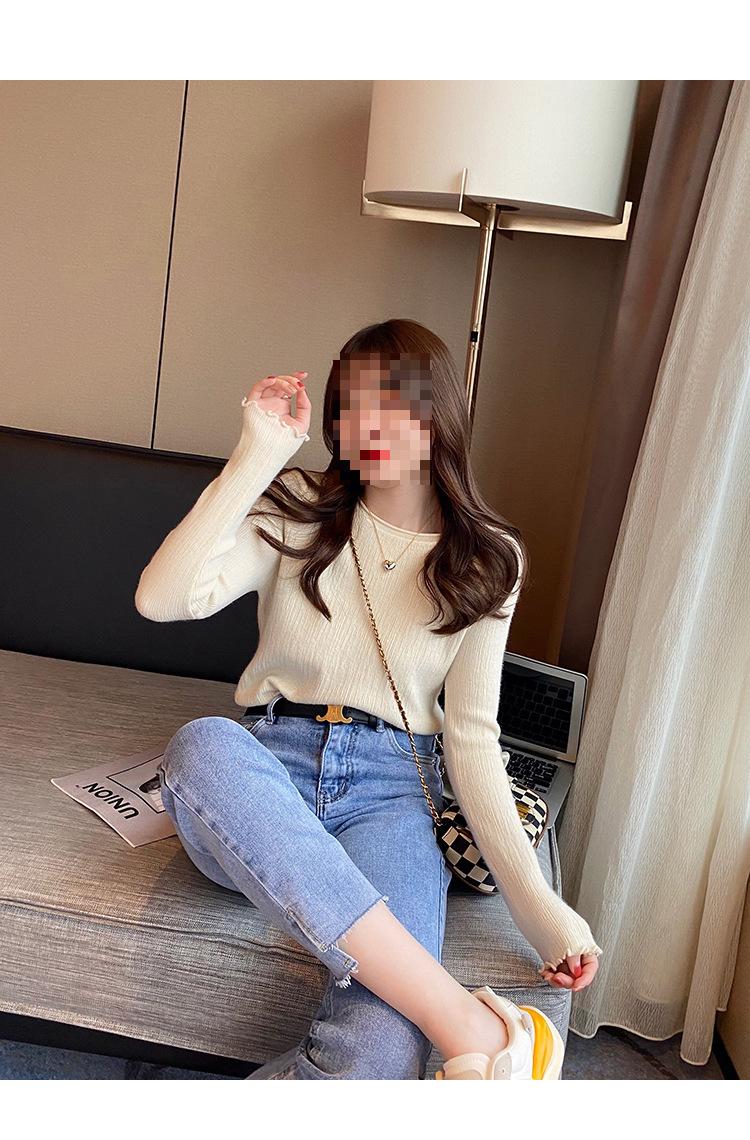 Product Introduction of Women's Knitted Bottoming Shirt 2024 New Early Autumn Design Sense Niche Fashionable Sweater round Neck Sweater Inner Wear Blouse Knitwear Womenswear Tops Lingerie Comfort Longsleeve Minimalist Crewneck Basic 2