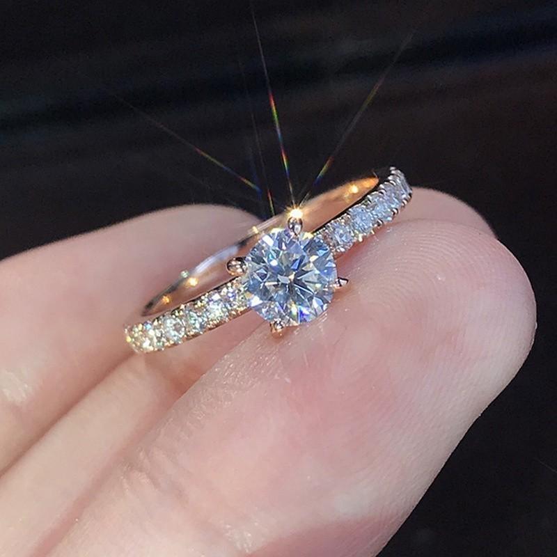 Cincin Titanium Anti Karat Wanita Emas Perak 925 Berlian Imitasi Perhiasan Elegan Wanita. A-05 5