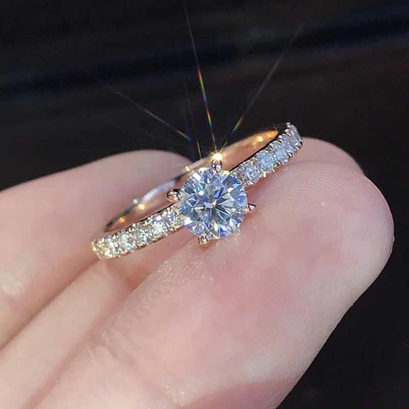 Cincin Titanium Anti Karat Wanita Emas Perak 925 Berlian Imitasi Perhiasan Elegan Wanita. A-05 5