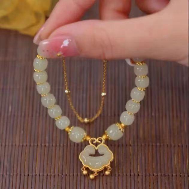 Vòng Tay Thỏ Ngọc Bích Khóa Tuổi Thọ Phong Cách Trung Quốc Mới, Dành Cho Phụ Nữ Và Trẻ Em Gái, Ins Ưa Nhìn, Thích Hợp Cho Học Sinh, Quà Tặng Độc Đáo Sinh Nhật Phong Cách Cổ Trang 5