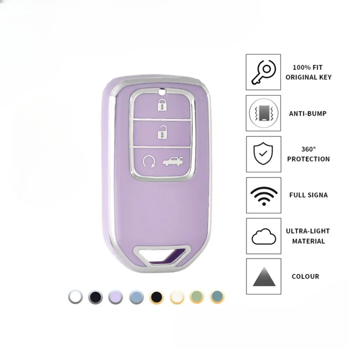 Honda CRV City Civic FC BRV Accord HRV Jazz Keyless Smart Entry/ Push Start TPU Remote Key Cover Car Key Cover Sarung Kunci Kereta Honda City Car Accessories