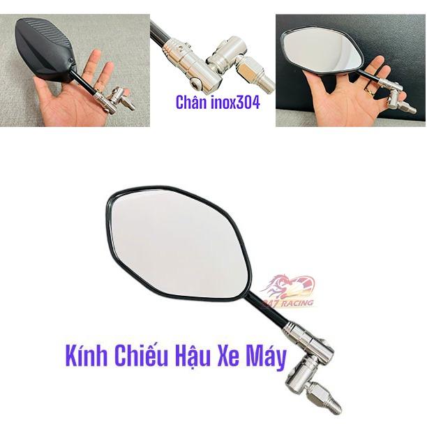 Chân Kính Xoay 360 INOX304 kèm Kính chiếu hậu kiểu Airblade gắn được nhiều loại xe máy hàng chất lượng (Chân Kính FULL INOX304)