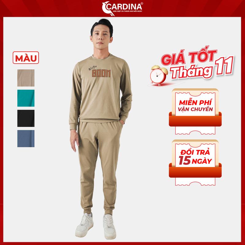  Đồ Bộ Nam CARDINA Chất Cotton Cao Cấp In Chữ Áo Dài Quần Dài Bo Gấu Kiểu Dáng Thể Thao 2BTM07 Sport Chạy Bộ Tập Gym Tập Thể Dục Trang Phục Top Đồng 