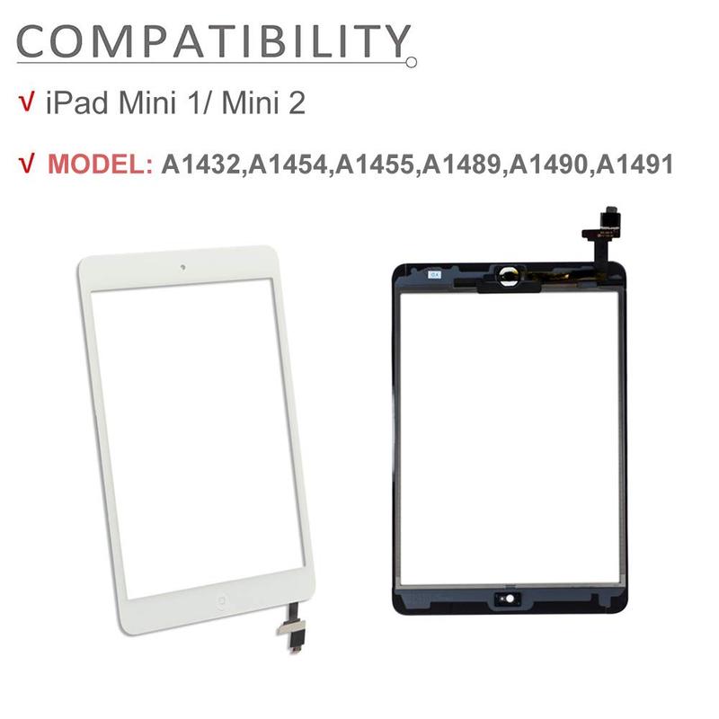 Screen Replacement for iPad Mini 1/iPad Mini 2 - A1432 A1454 A1455 A1489 A1490, Touchscreen Digitizer with Home Button & Full Repair Kit 3
