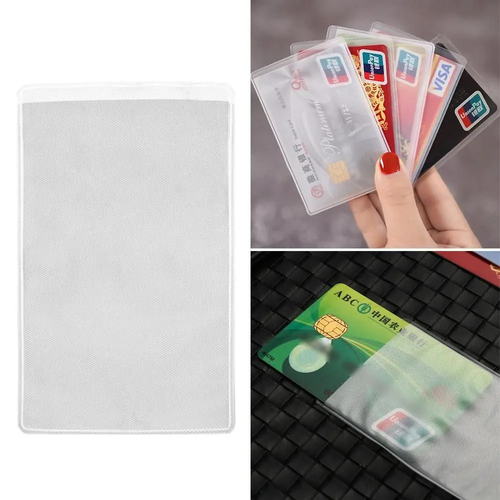 10PCS Anti-theft Translucent ID Card Holder PVC School Office Supplies Bank Card Case Protection Sleeve