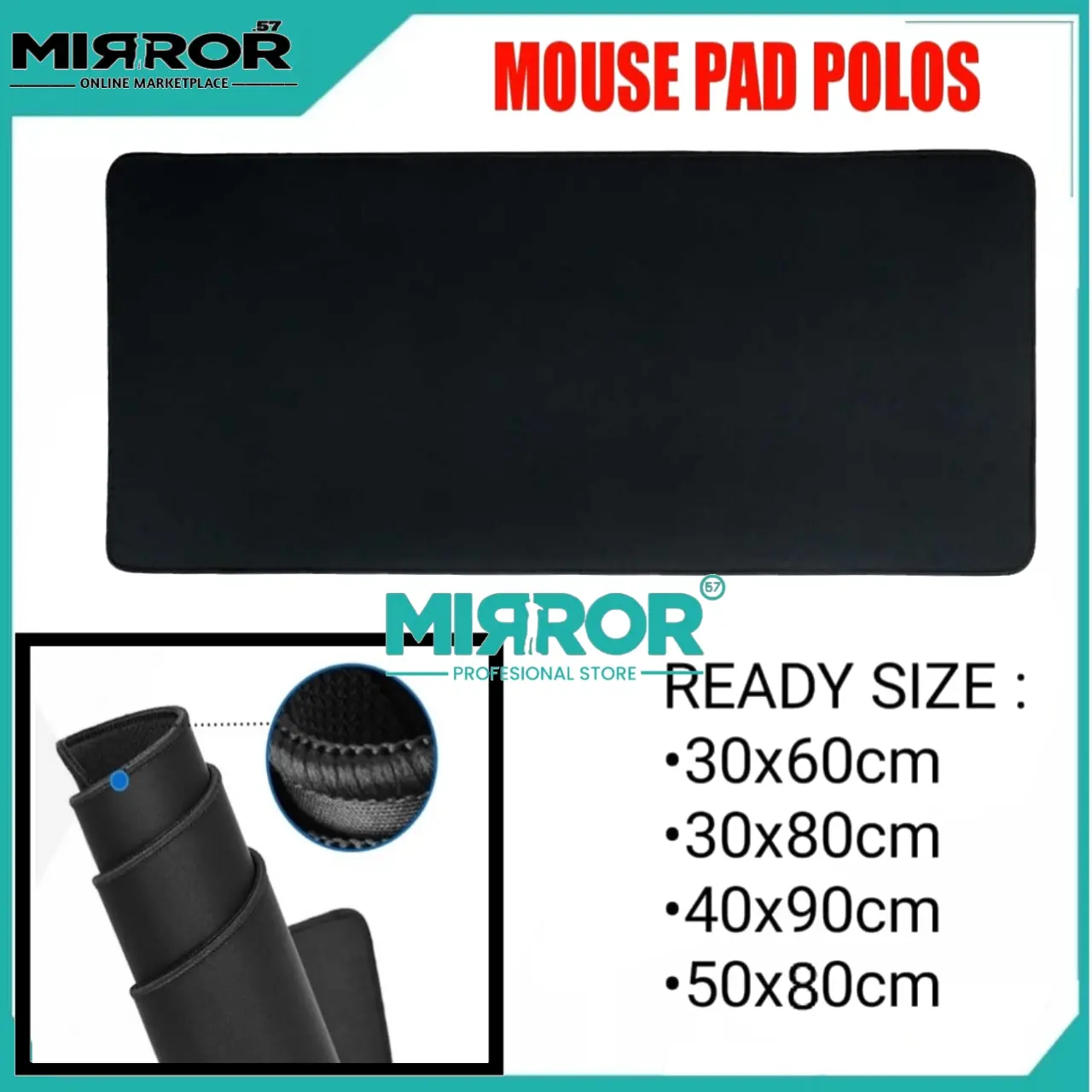 Mouse Pad Gaming XL Desk Mat Alas Laptop Mouse Keyboard Polos Ukuran Besar 30x60/ 30x80/ 40x90/ 50x80 cm Anti Slip