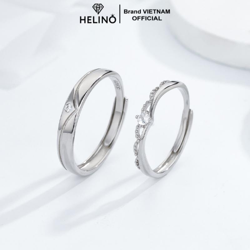 (TẶNG HỘP) Nhẫn Đôi Bạc 925 HELINO vương miện đính đá cao cấp, Freesize Tùy Chỉnh ND05