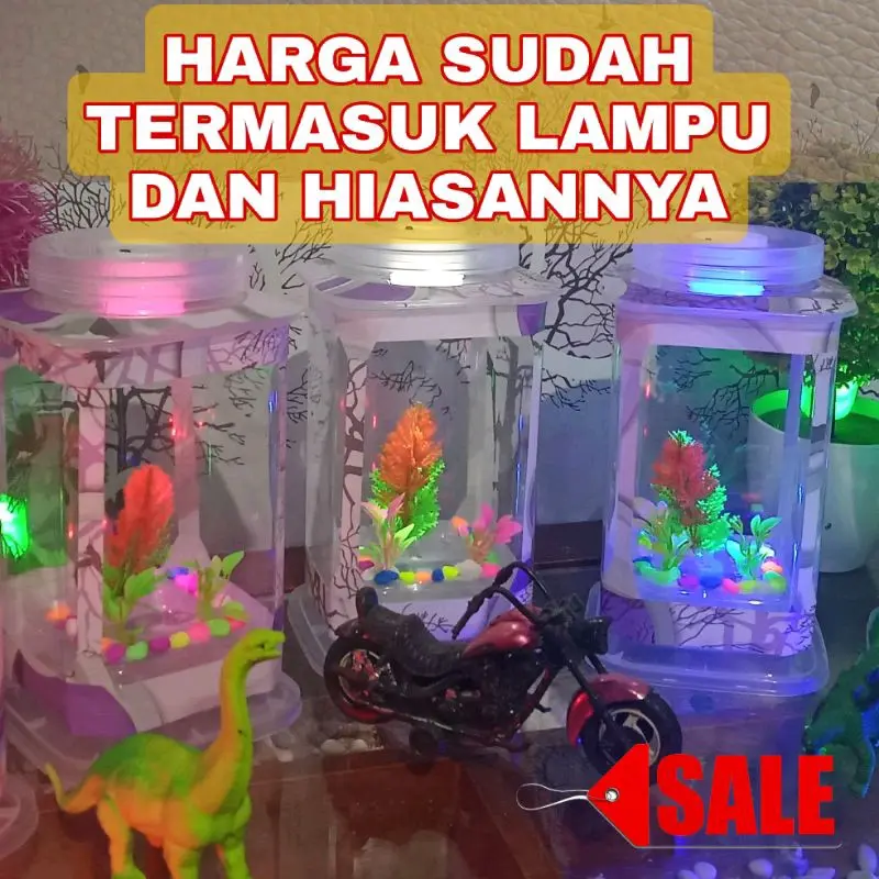 Aquarium ikan Cupang Hias mini Bentuk Persegi Hiasan Kamar Tidur