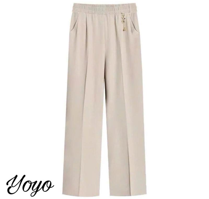 Quần Chất Poly Co Giãn Dài Suông Thanh Lịch Cho Phụ Nữ Trung Niên Q02