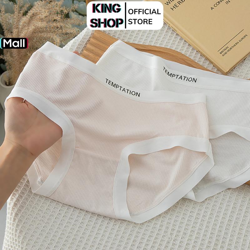 Quần Lót Nữ Thun Tăm Mềm Mại - Quần Chip Nữ Cạp Vừa In Chữ Cá Tính KINGSHOP - LY08 Khuy Women Hồng
