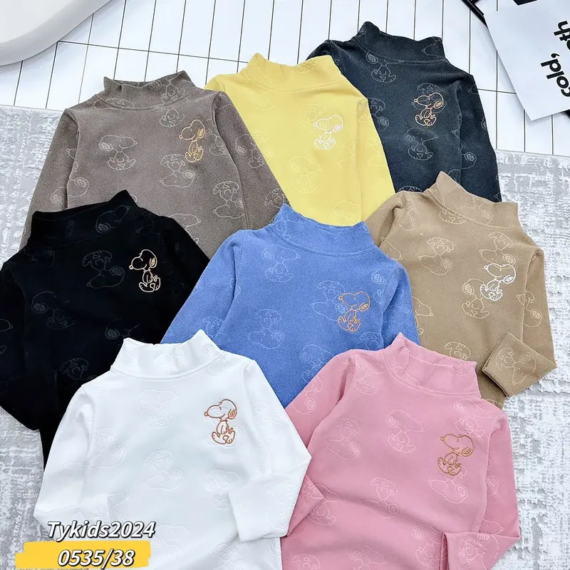 Áo giữ nhiệt nỉ nhung cho bé logo chú cún thêu siêu xinh size từ 7kg đến 20kg 3