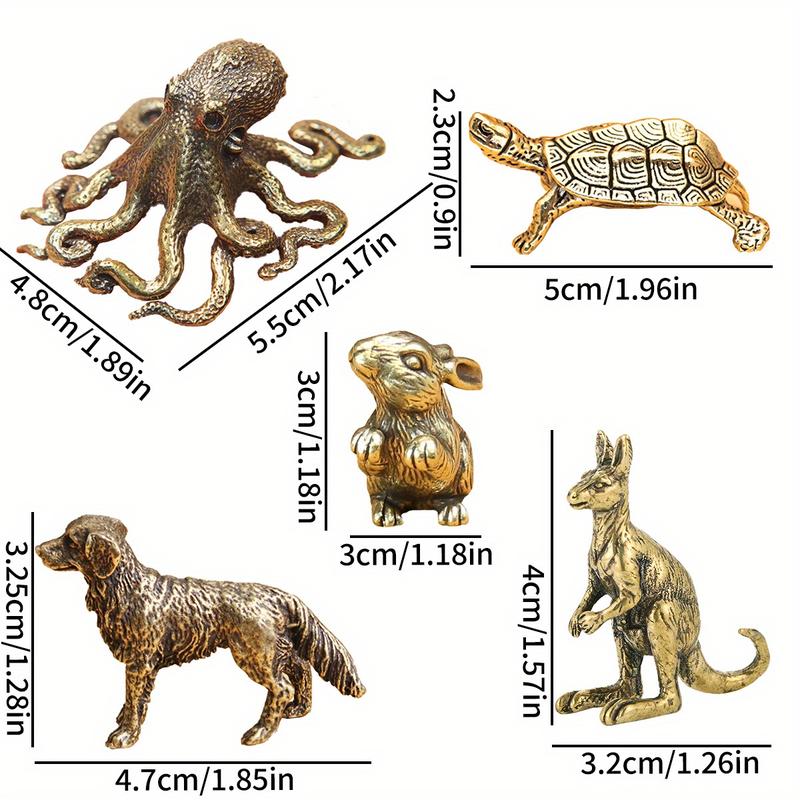 1pc Metal Brass Octopus Dog Kangaroo Desktop Ornament Figurines Zodiac Dog Ornament Animals Party Gifts Room Decor Decoration Items Decorating Design 2