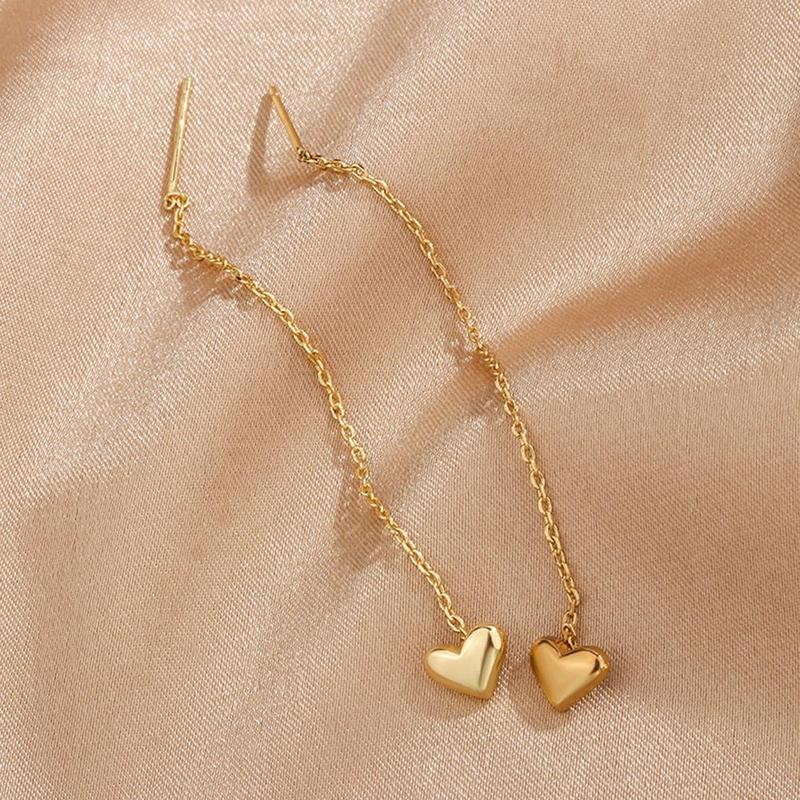 Product Introduction of 1Pair Heart Earrings Ins Temperament Long Heart-shaped Earrings Tassel K8Y8 26
