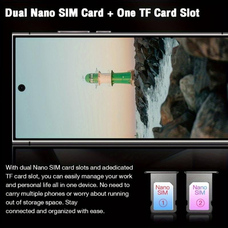Smartphone Android 14 5G Unlocked Phone 6.8 "HD 8GB RAM+256GB ROM 24MP+50MP 6800mAh Snapdragon8 Gen3 10 Core CP U Facial Recognition Fingerprint Unlocking 6