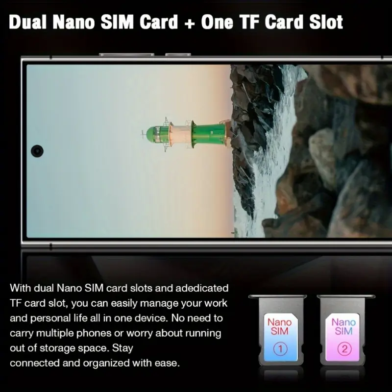 Smartphone Android 14 5G Unlocked Phone 6.8 "HD 8GB RAM+256GB ROM 24MP+50MP 6800mAh Snapdragon8 Gen3 10 Core CP U Facial Recognition Fingerprint Unlocking 6