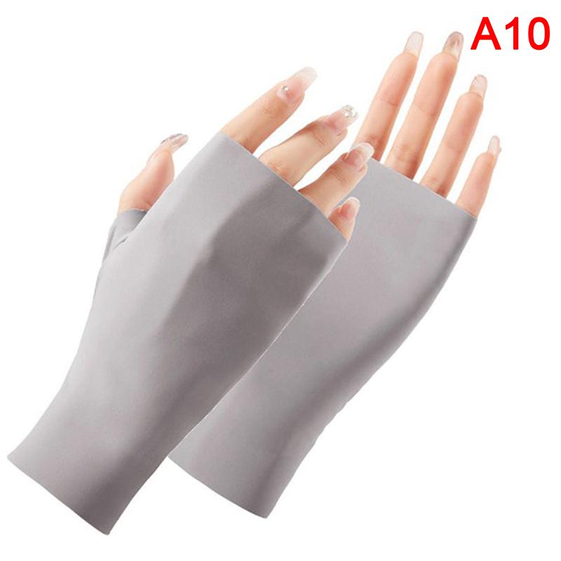 Product Introduction of Summer Ice Silk Half Fingers Gloves Women Breathable Thin Fingerless Gloves Outdoor Riding Driving Gloves Sunscreen Mittens 32