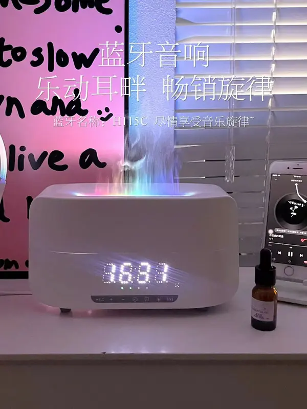 Máy xông tinh dầu Ngọn Lửa Loa Bluetooth Nháy Đèn Theo Nhạc mẫu mới nhất - Diffuserlux 5