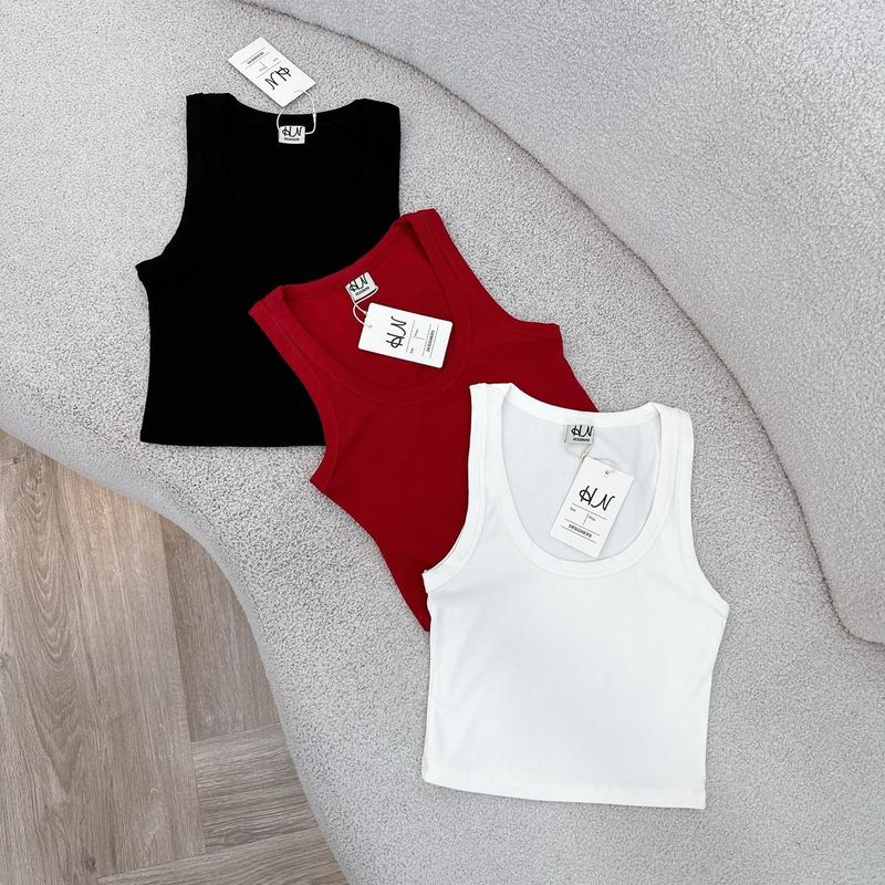 B19_Áo Thun Ba Lỗ Cổ U Phôm Ngắn 42cm Zip Lụa QC