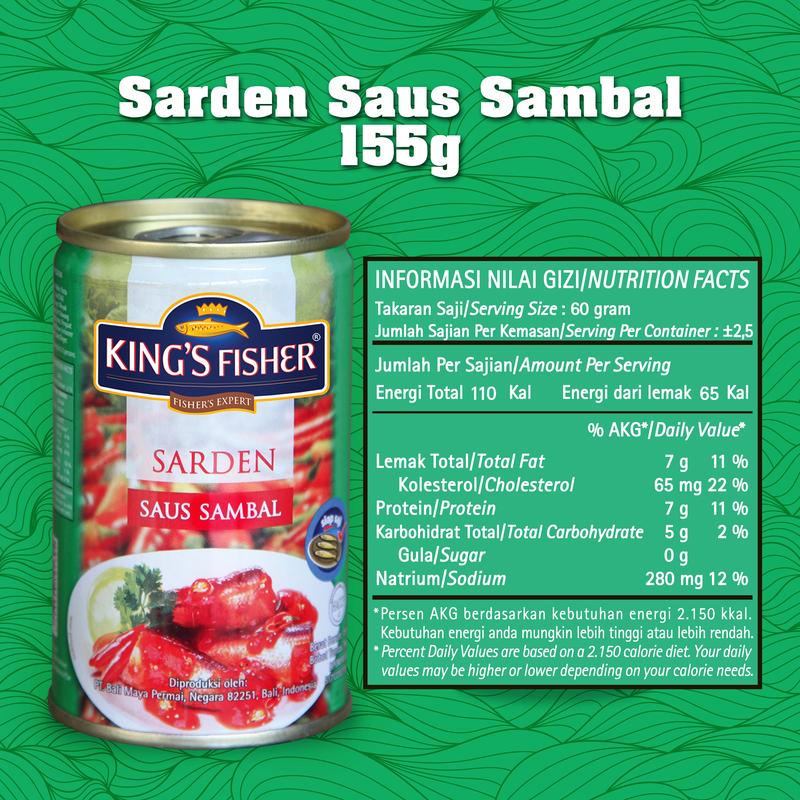 Paket 6 pcs King's Fisher Sarden mini saus sambal Makanan Kaleng 155g kings fisher 3