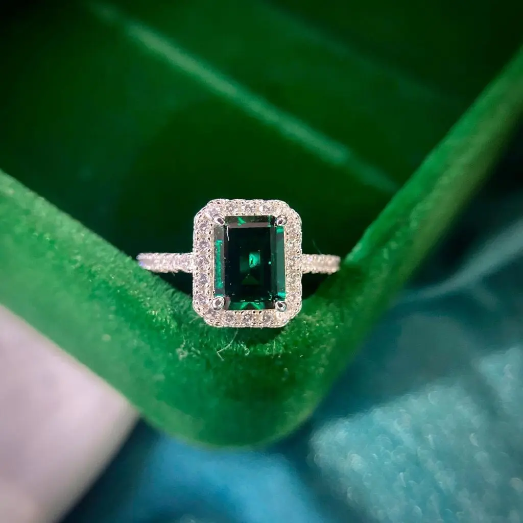 LLXYW Luxury Retro Gemstone Lab-grown em Ring 100% 925 Sterling Silver Summer Fashion Ring Fine Jewelry