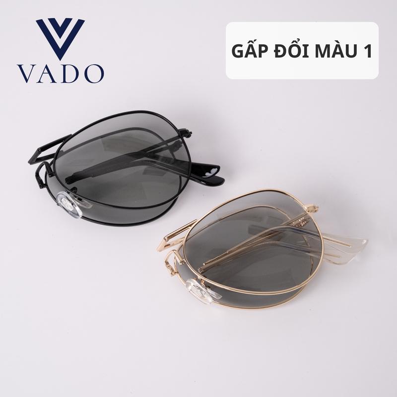 GẤP ĐỔI MÀU 1 - Mắt kính đổi màu nam form phi công tròng BOLEROID PHÂN CỰC, kính râm thời trang nam đi đường - VADO