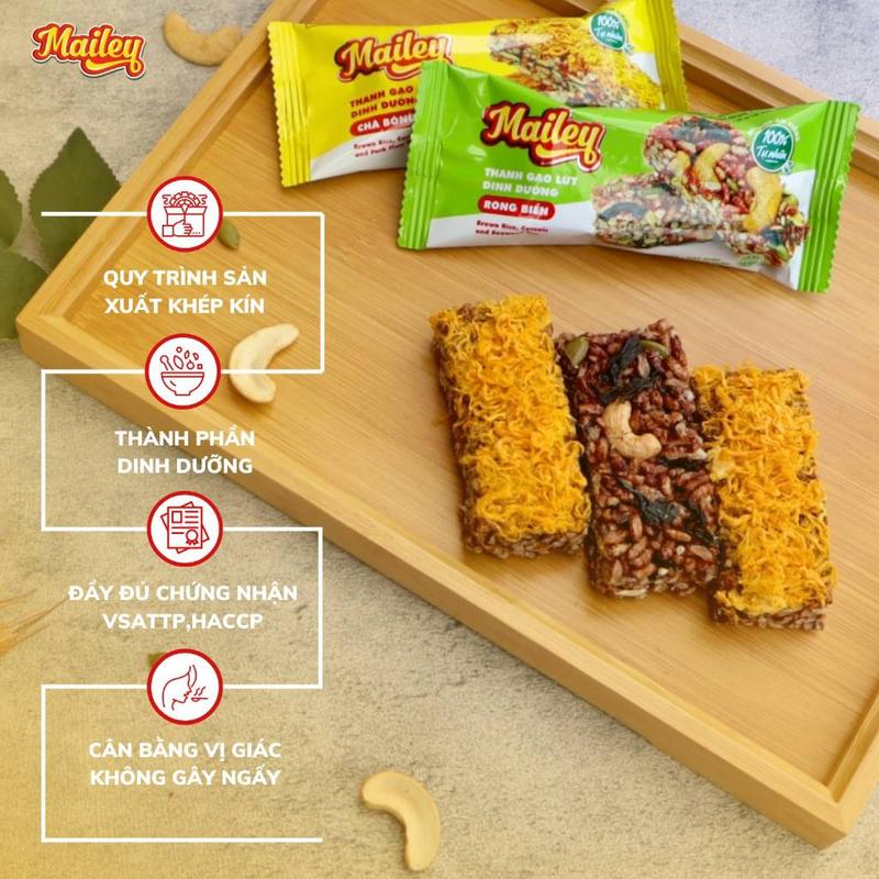 Thanh gạo lứt ăn Healthy Mailey Túi 10 Thanh vị chà bông, rong biển mix hạt, thành phần tự nhiên, không chất bảo quản 4