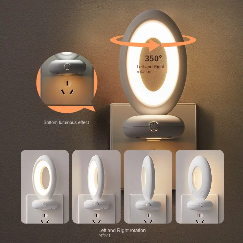 Đèn Ngủ Nhỏ Xoay Điều Khiển Từ Xa, Huazu, Cắm Điện, Bảo Vệ Mắt, Ổ Cắm Phòng Ngủ, Có Công Tắc, Đầu Giường, Thích Hợp Cho Bé Bú Và Cho Con Bú, Đèn Ngủ 3