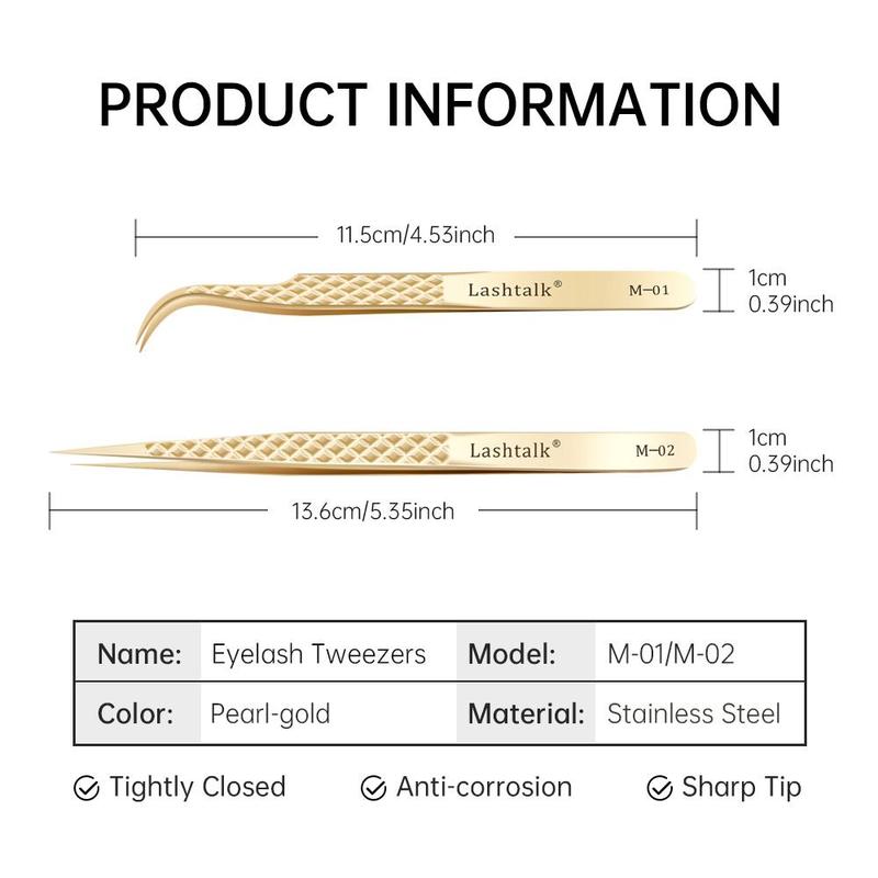 Stainless Steel Eyelash Extension Tweezers, Non-magnetic Pincet, Fake Lashes Applicator Tweezers, Lash Extension Supplies 2