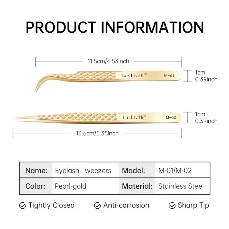 Stainless Steel Eyelash Extension Tweezers, Non-magnetic Pincet, Fake Lashes Applicator Tweezers, Lash Extension Supplies 1