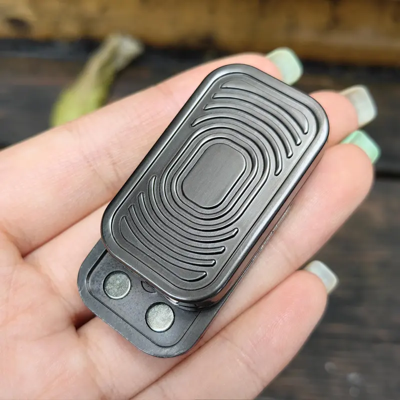 Magnetic Fidget Spinner, Metal Fidget Toy, EDC Decompression Push Card Coin, Sound Relieve Anxiety Toy, Gift for Men & Women 8