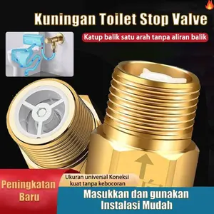 Katup periksa satu arah berbahan tembaga penuh katup anti aliran balik toilet dan kamar mandi konektor pipa air internal tipe ayun tahan karat dan tahan tekanan