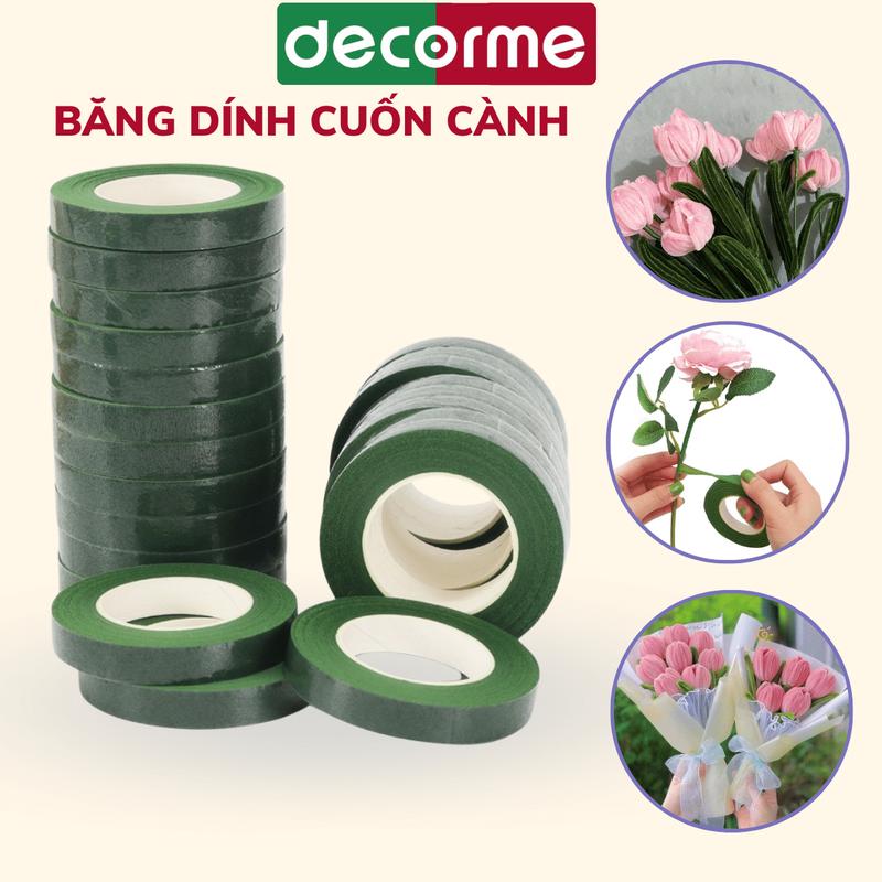 Cuộn băng keo sáp quấn cành hoa trang trí handmade - Băng dính sáp cuốn ruy băng giấy nguyên liệu làm hoa kẽm nhung