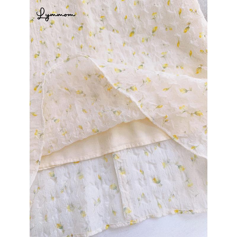 Đầm Bầu Thiết Kế LYMMOM Váy Dáng Suông Tay Bồng Phối Hoạ Tiết Hoa Nhí Đẹp Chất Liệu Tơ Ép Cao Cấp Đi Chơi Dự Tiệc VB030 3