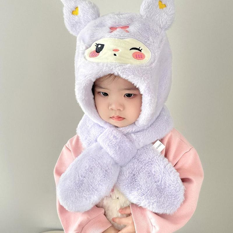 Product Introduction of Mũ Trẻ Em Kuromi, Thiết Kế Hoạt Hình Dễ Thương, Bộ Lông Cừu Ấm Áp, Mũ Ngoài Trời, Mảnh Khăn Quàng Cổ, Mới Mùa Đông, N2L3 22