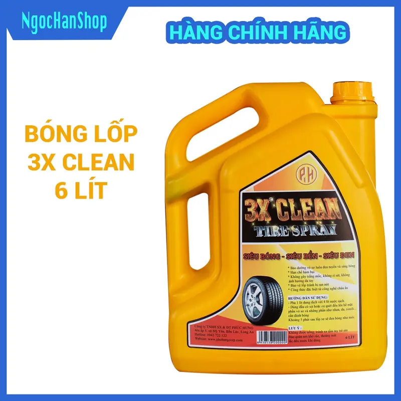 Dung Dịch Đánh Bóng Lốp Vỏ Xe Ô Tô Xe Máy 3x Clean 6 LÍT duong bong x abong 0