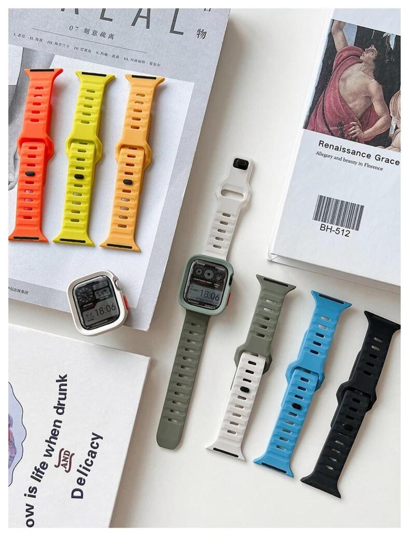 Product Introduction of Ốp Và Dây Đeo Silicon, Ốp Bảo Vệ TPU, Tương Thích Với Apple Watch Series Ultra 9, 8, 7, 6, 5, 4, Se, Ultra 2, 49Mm, 45Mm, 44Mm, 41Mm, 40Mm 24