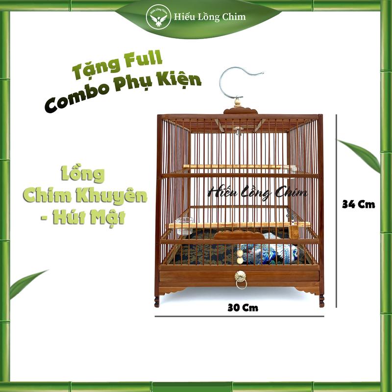 Lồng Chim Khuyên + Lồng Chim Hút Mật Phom Vuông Tự Ráp Size 30 x 34 Đã Ráp Trước 3 Mặt