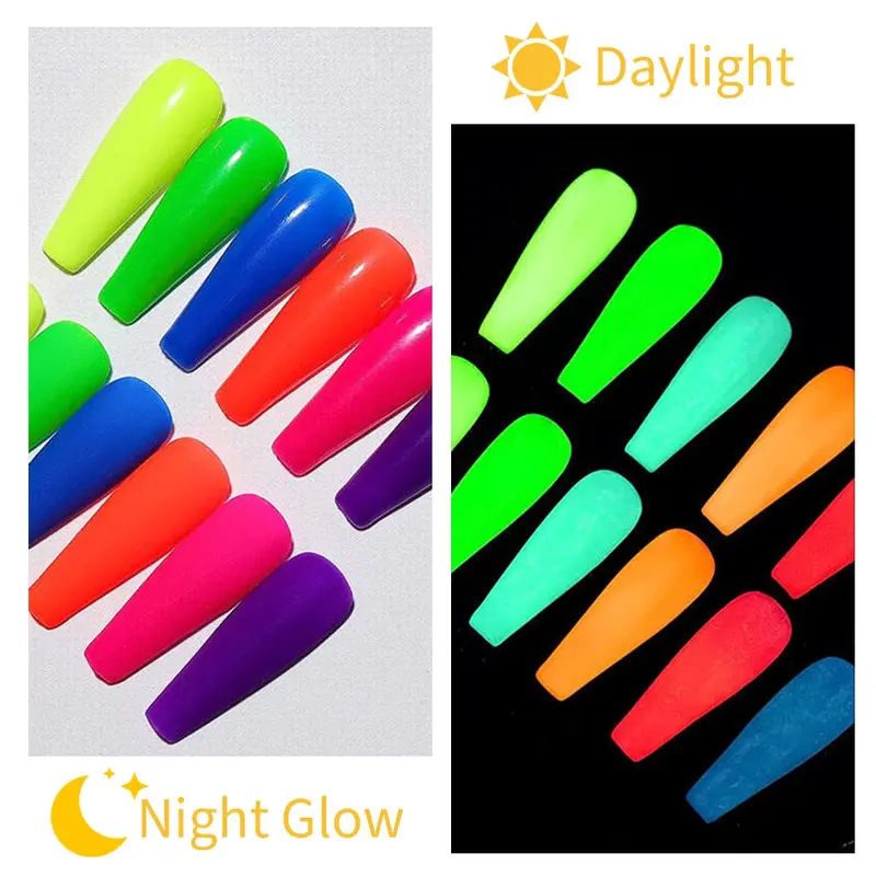 Glow in The Dark Gel Nail Polish Set, 12pcs/set Soak Off UV/LED Manicure Gift Set, Long-lasting Salon Quality Nails 3