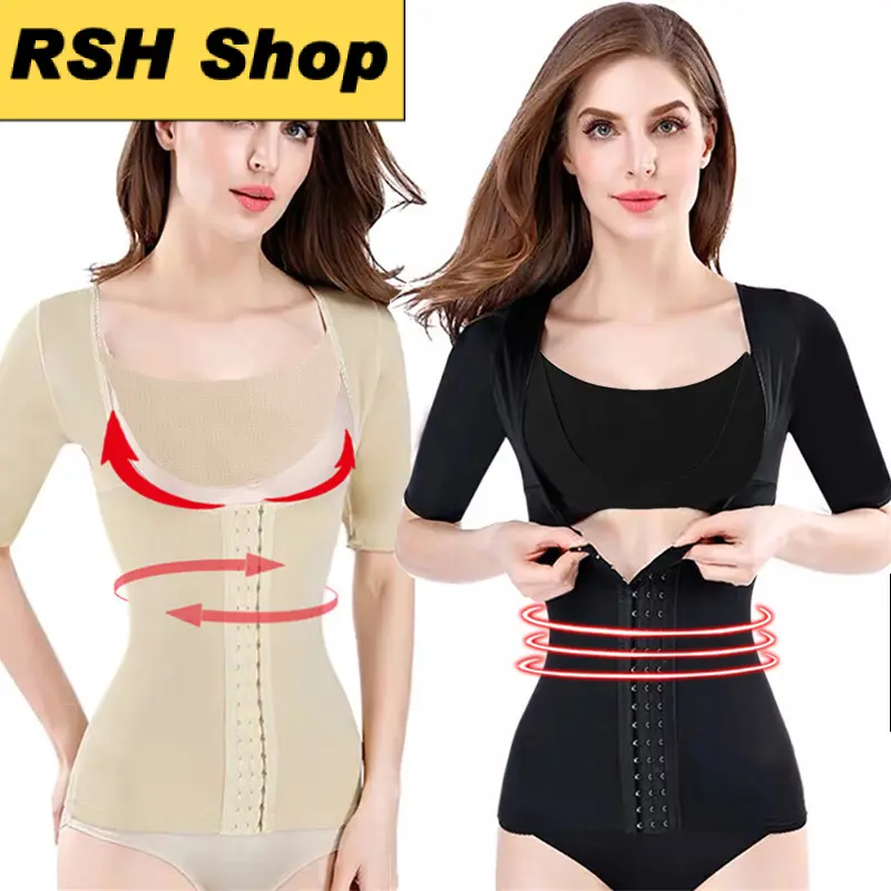 Women bodice berlengan short sleeve abdomen waist trainer tops body vest arm shaper girdle Bodyshaper shapewear Womenswear Lingerie